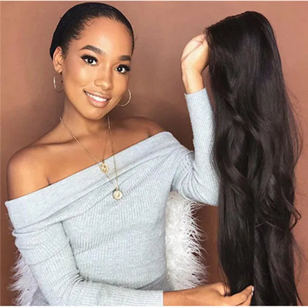 Black women's long curly wig with oblique bangs, 65cm synthetic fibre