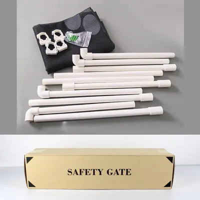 Black portable dog gate fence made of reinforced fibre and polyethylene, 80cm height