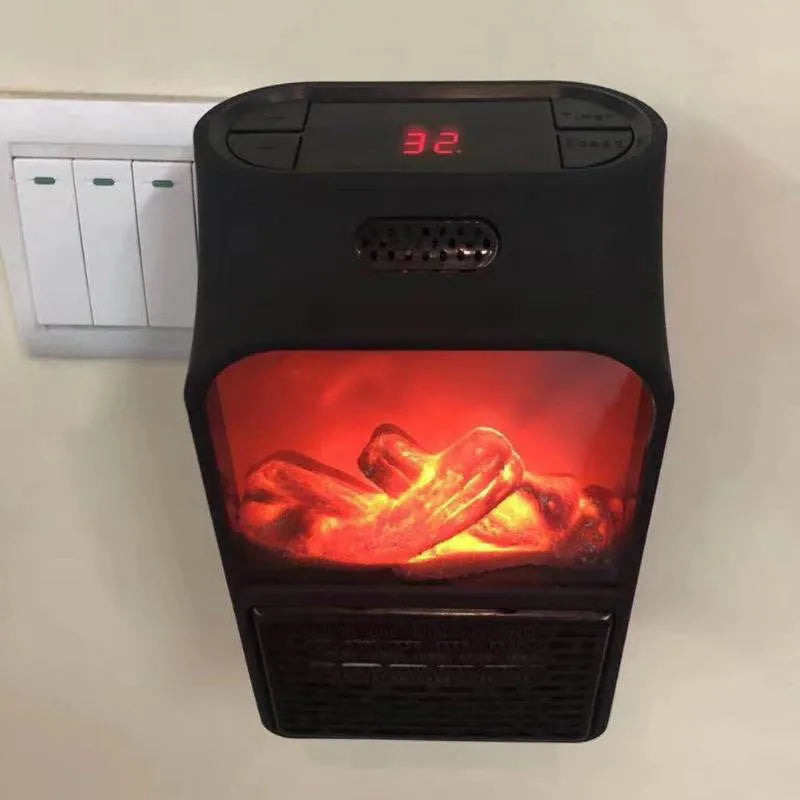 500W mini electric flame heater in flame or wall style with three speed settings for rooms under 20m²