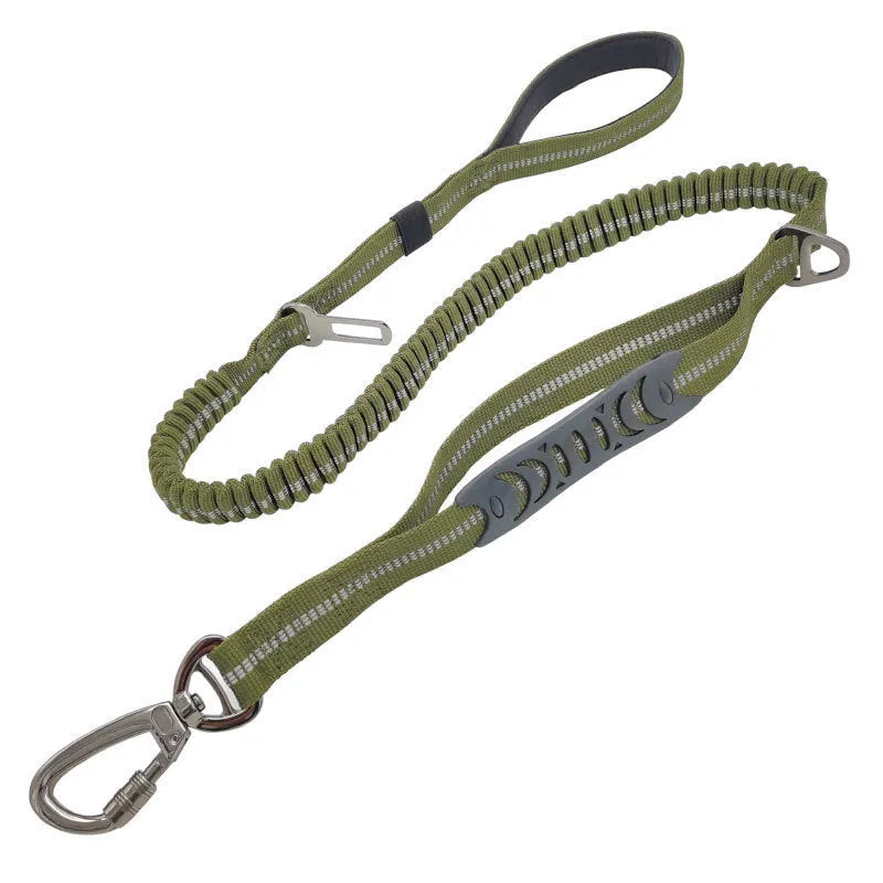 Polyester car traction dog leash with big hook hand holding rope, 2.5 x 135 cm, in black, purple, army green or orange