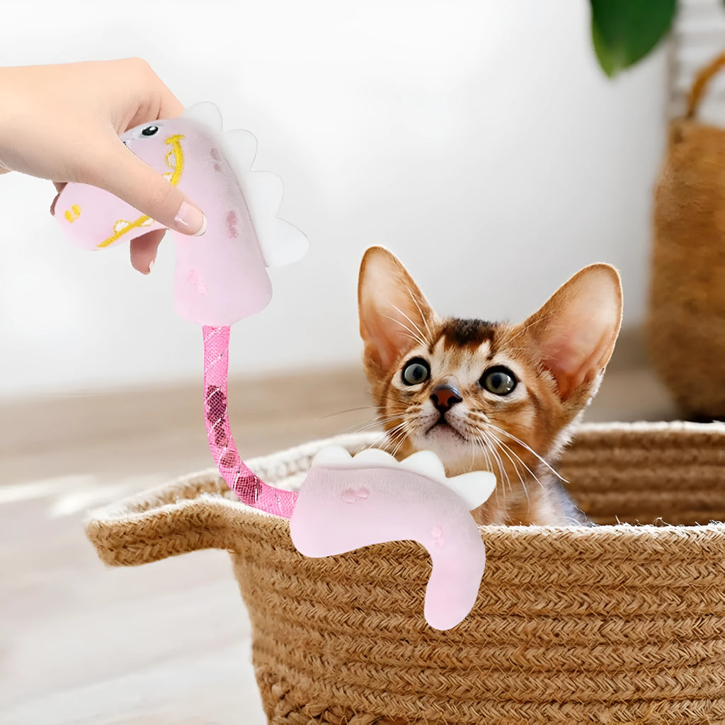 Four-piece interactive cat toy set with chew toys, catnip ropes, springs and kicker toys