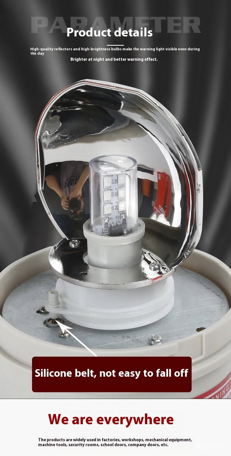 LTE-1101J industrial warning light with rotating red/yellow/green dome and sound alarm