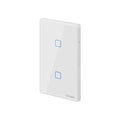 Smart wall switch with tempered glass panel, touch control, 220-250V 10A rating and 120mm mounting hole distance