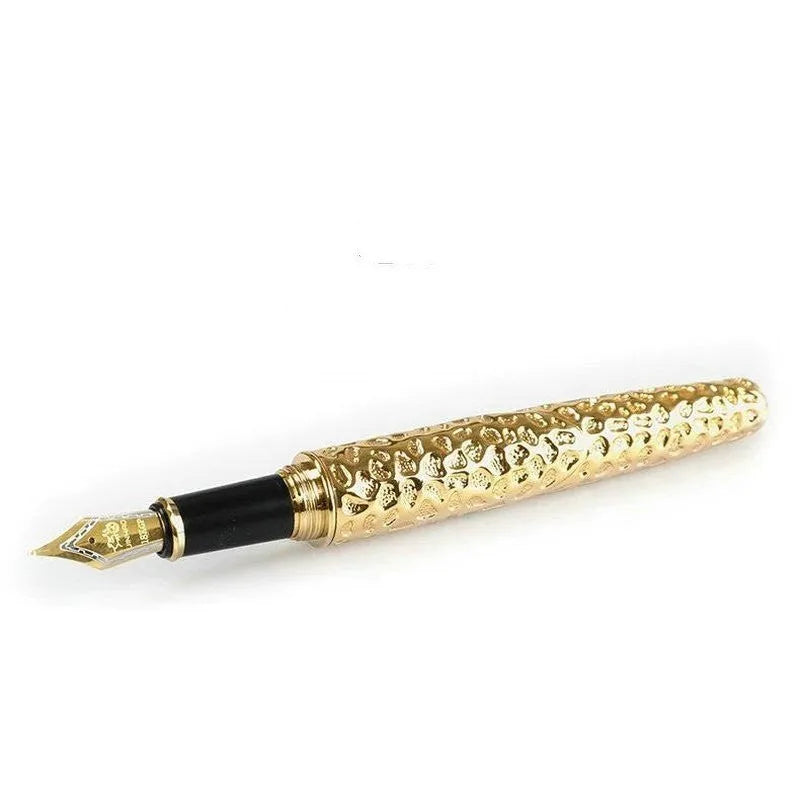 Embossed metal business gift pen in ancient silver or gold finish