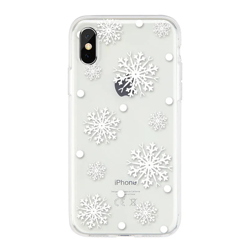 Christmas snowflake elk TPU phone case back cover in cartoon style for iPhone
