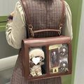 Uniform college style cotton doll cartoon backpack cross-body in black tie plate colour