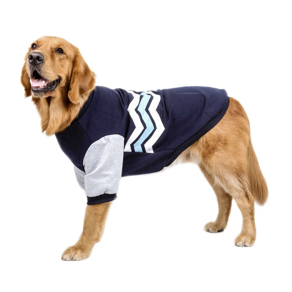 Wavy two-legged hoodie dog clothes in blue, green, and red natural cotton sizes 3XL to 5XL