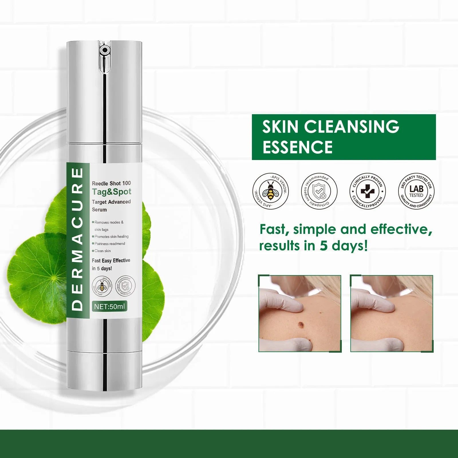 50ml facial care solution bottle for gentle cleansing suitable for female and male users