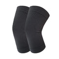 Knit breathable knee pads in pure black, light grey, dark grey, or purplish blue, supplied as a free size pair.