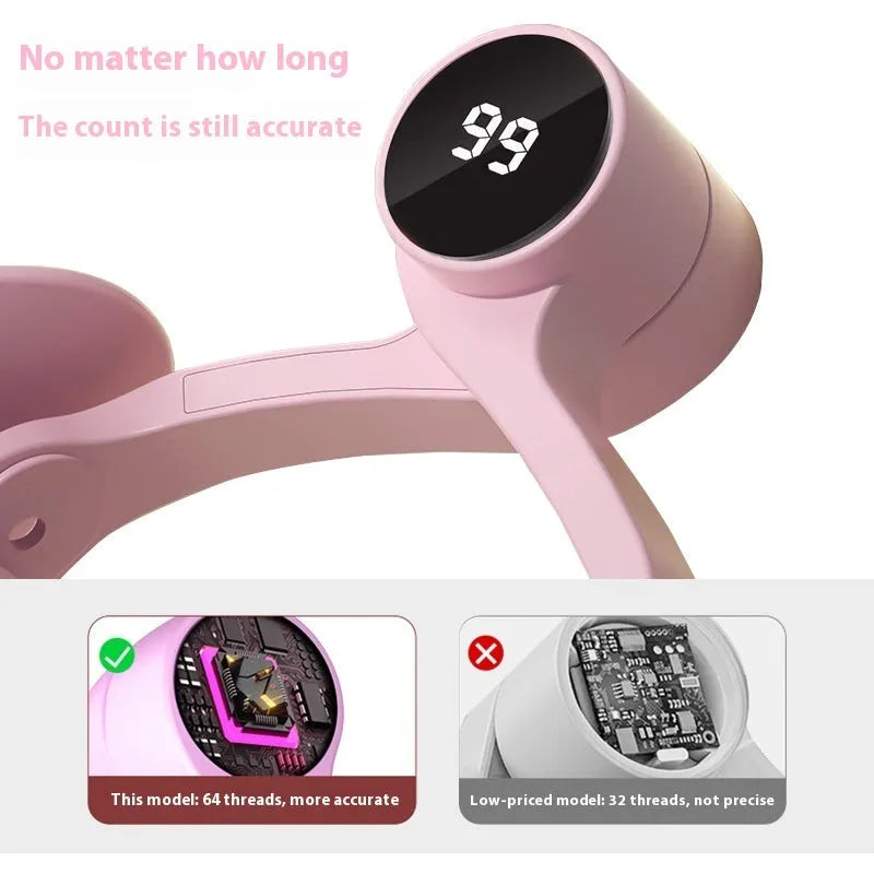 PP coated pelvic floor muscle trainer with three gear settings in pink colour