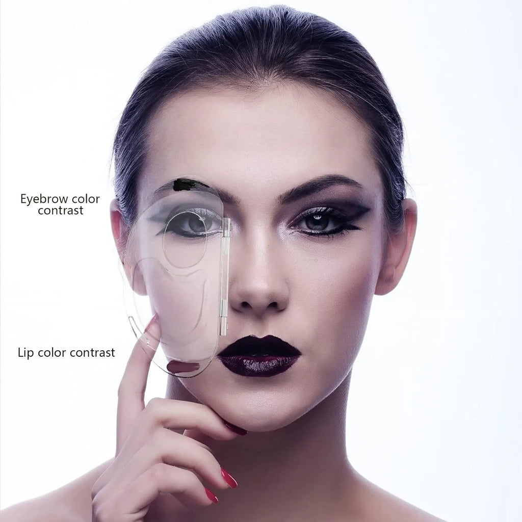 Transparent acrylic makeup mixing palette with colour test areas and storage grooves