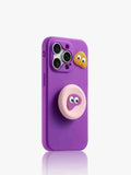 Blue silicone drop-resistant phone case for iPhone with raised edges and camera cutout