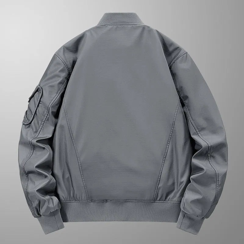 Men's nylon pilot jacket with multiple pockets in Army Green, windproof retro coat