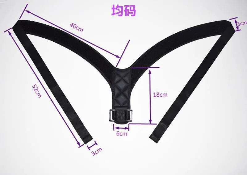 Black elastic posture corrector belt with adjustable webbing on a light background
