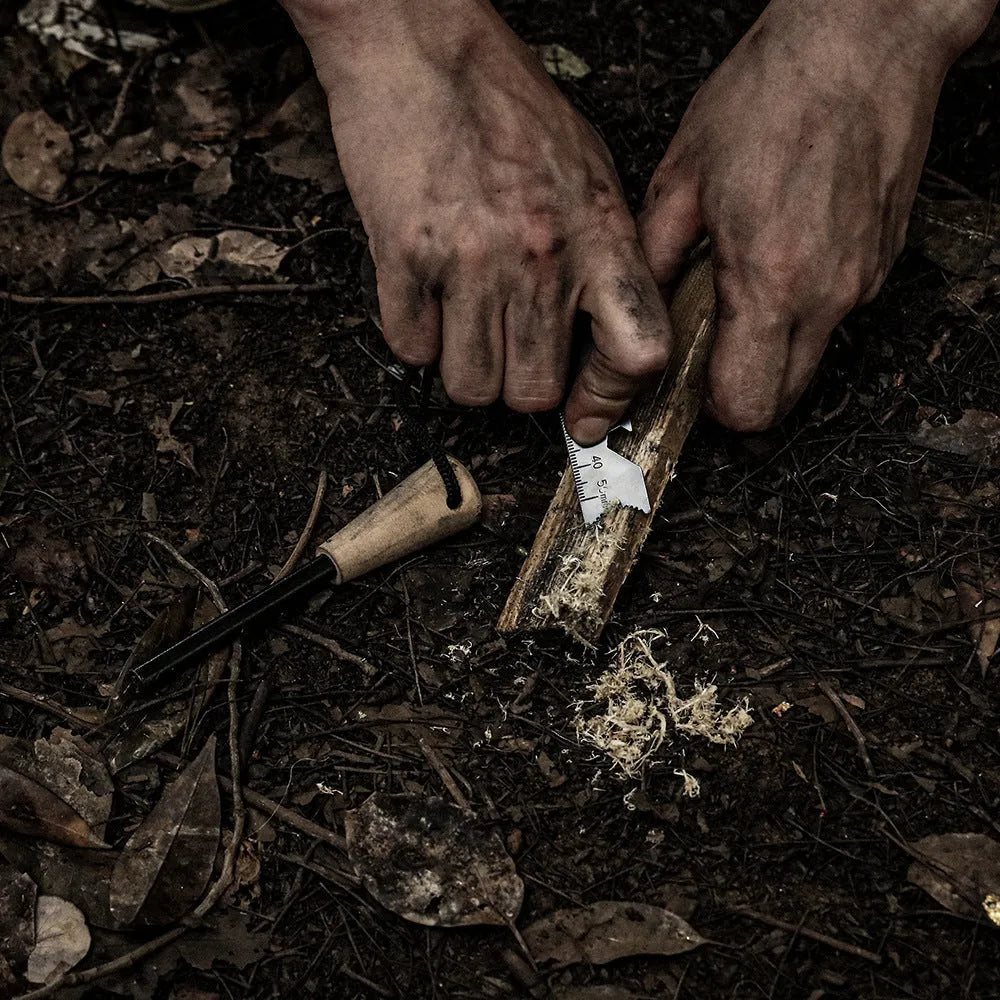 Portable outdoor flint survival tool with sparkstone, cylindrical style