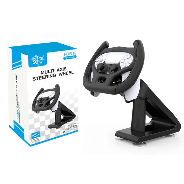 Black ABS PS5 controller steering wheel bracket, 13.2x10.3x23.2cm, 375g racing game handle accessory