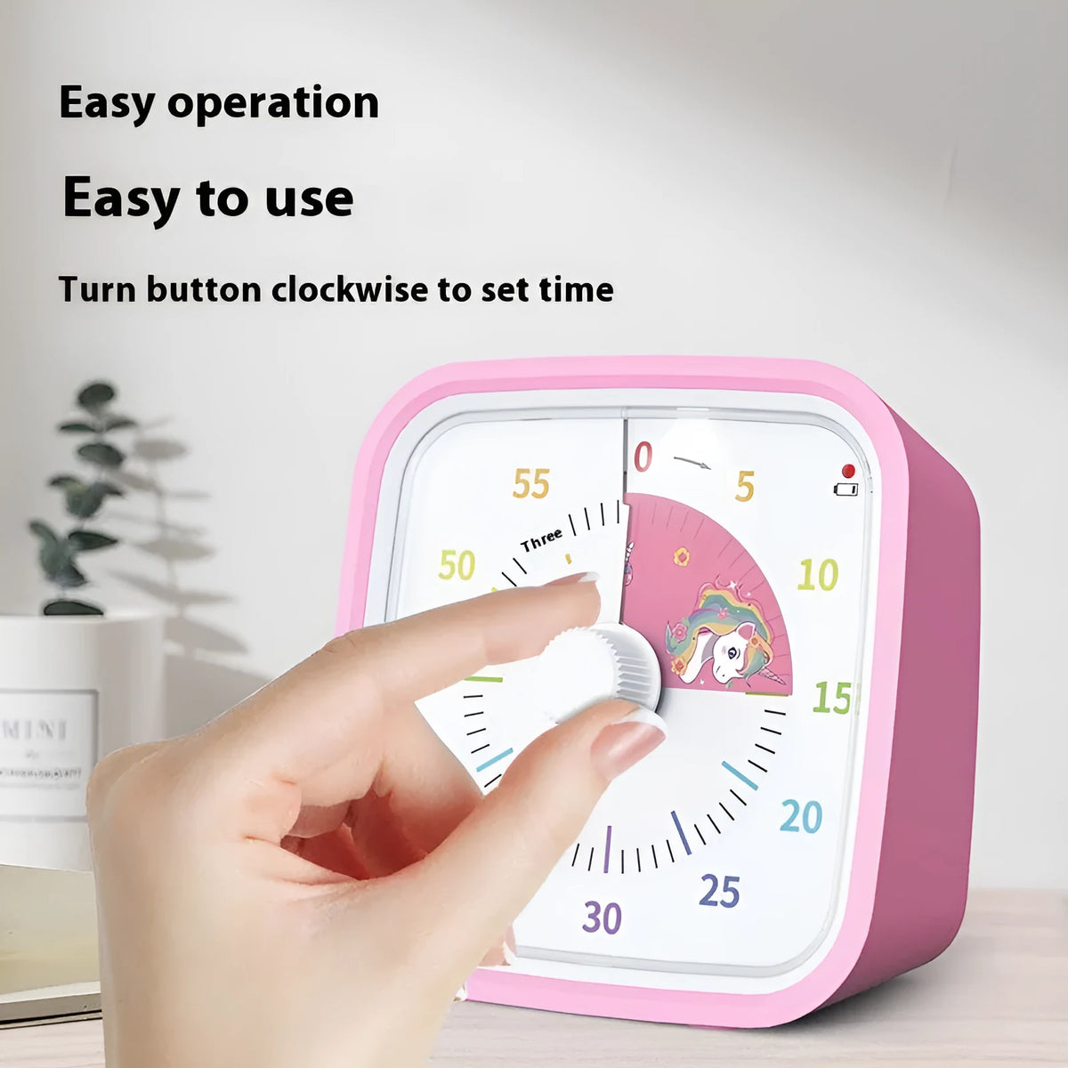 Anti-fall cartoon children's mute timer alarm clock with plastic shell and 10x10x6cm dimensions
