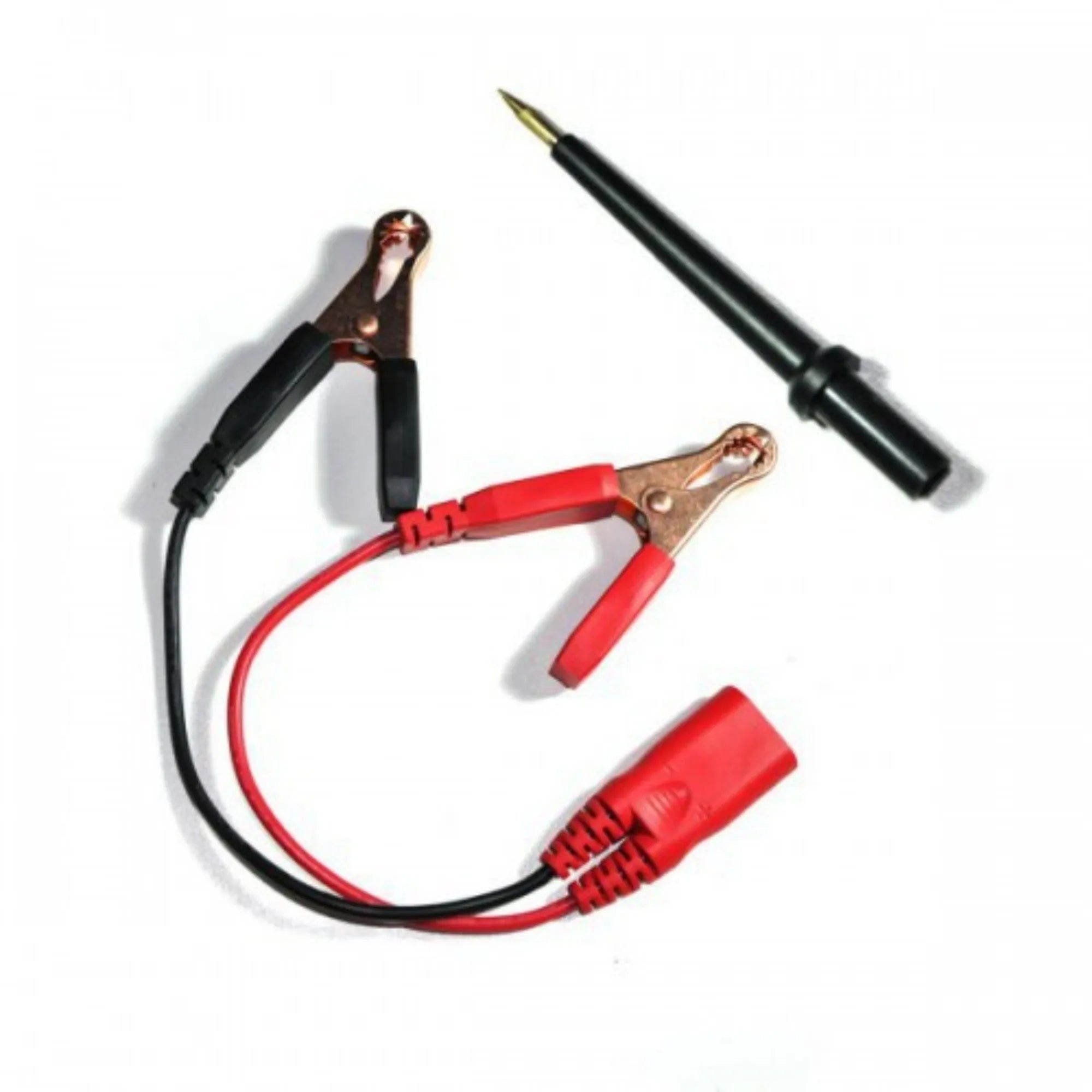 Blue automotive power circuit test pen with TFT display, extension cable, and accessories in blow moulded case