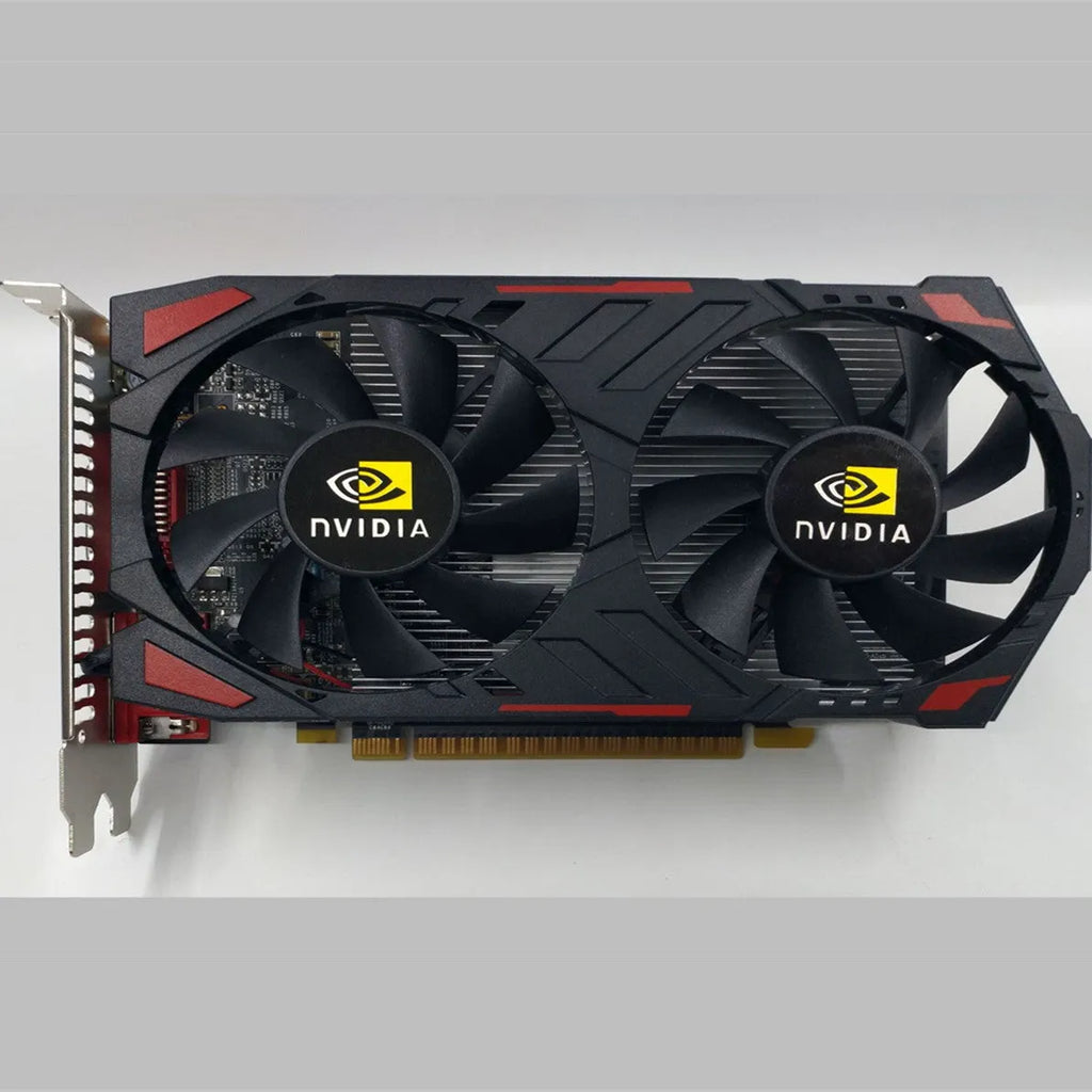 Black Nvidia GTX1050 2GB PCI-E desktop graphics card with HDMI, DVI and VGA outputs