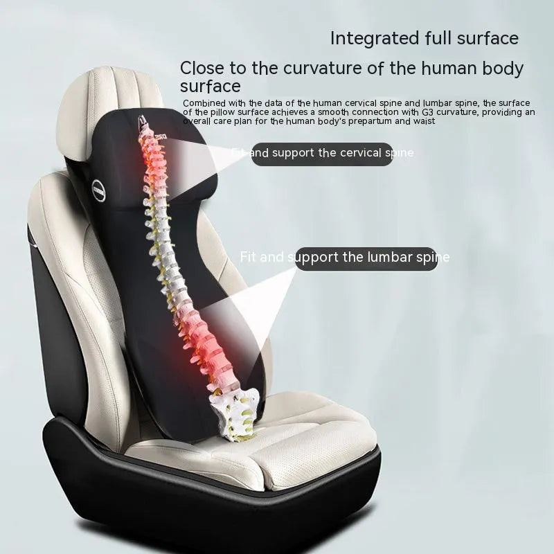 Automotive memory foam waist cushion and headrest mat in six colour options