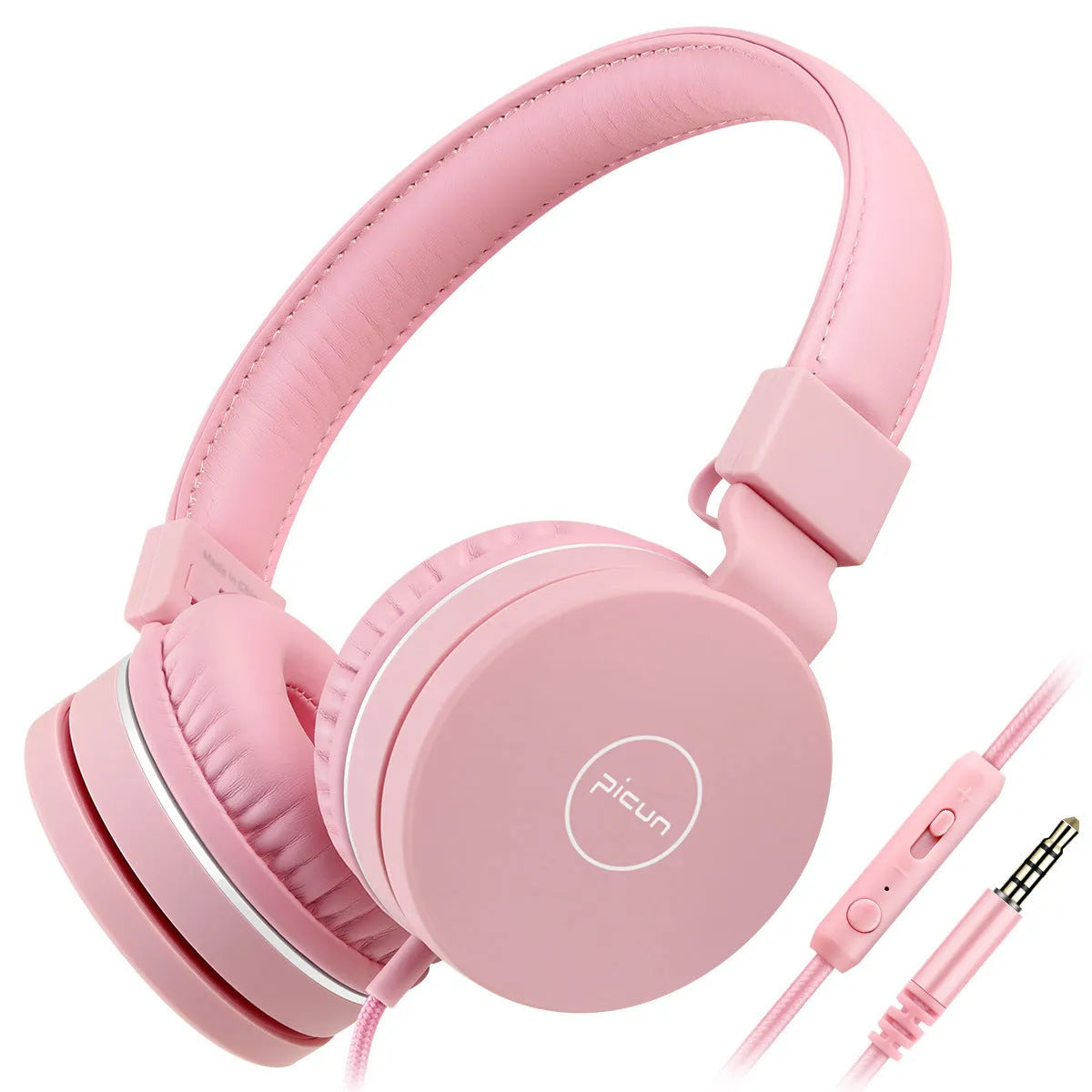 BENGOO C30 over-ear wired headphones in mint green with braided cable and 3.5mm plug
