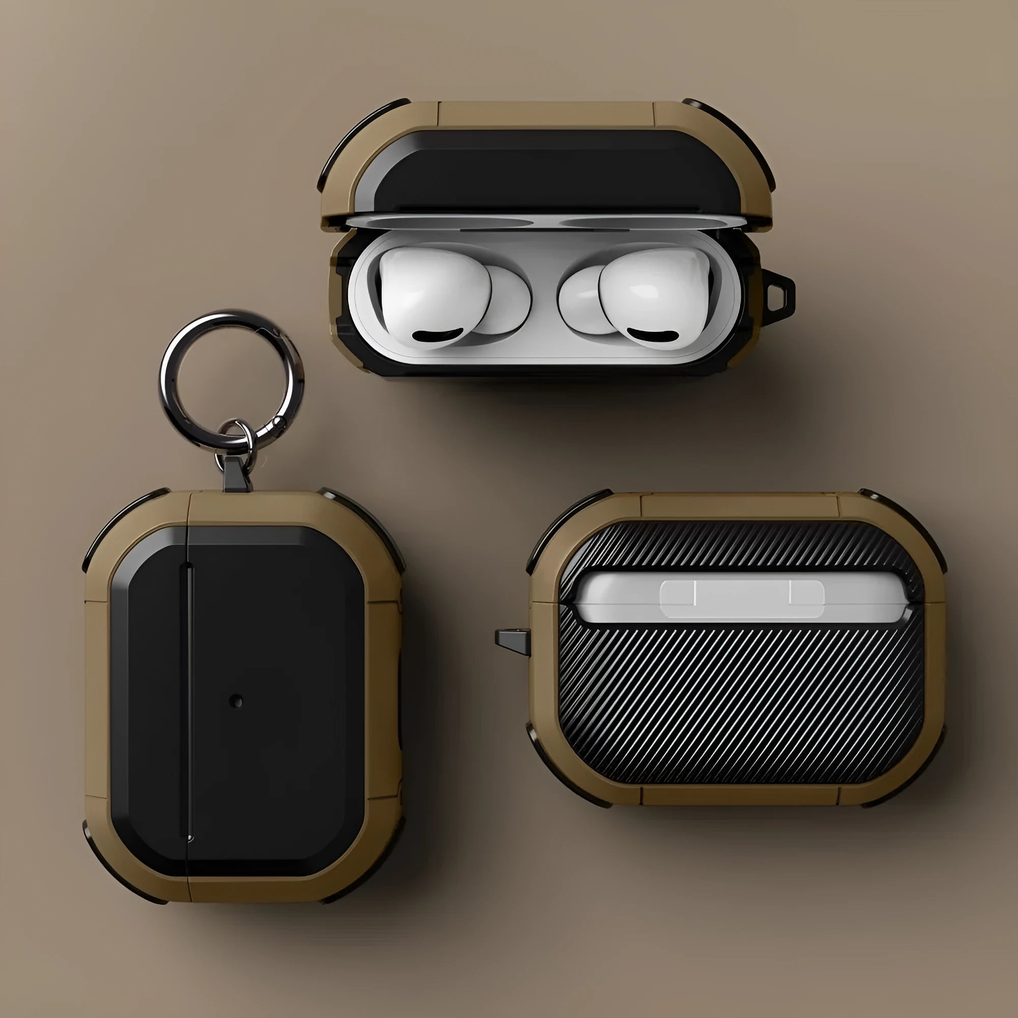 Black TPU and PC protective shell case cover for Apple AirPods 1, 2, and Pro earphones