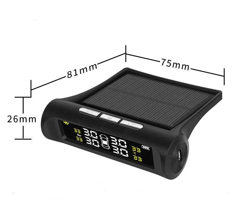 Wireless solar tyre pressure monitor T88A colour screen black external sensor for car tyres