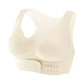 Women's front buckle sports bra for yoga and cross training with 3/4 cup moulded design