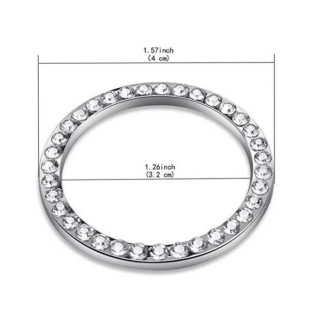 Car diamond-embedded one-click start decorative ring with rhinestone in zinc alloy, five colour options
