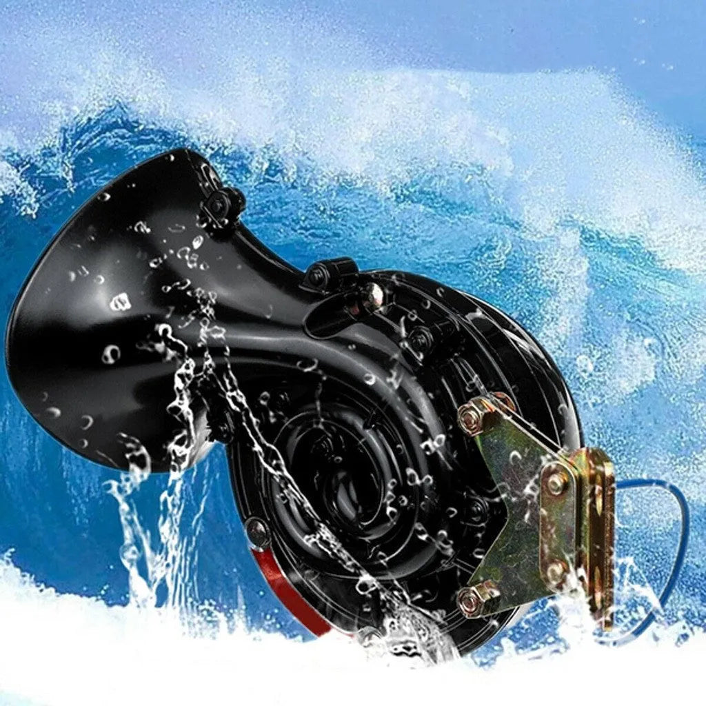 Red 12V single tone snail horn, 110dB, 30W, copper voice coil, plastic diaphragm, for motorcycle use