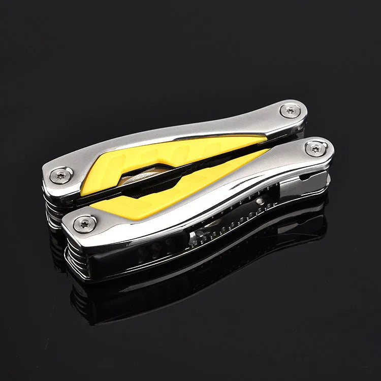 Foldable stainless steel 3CR13 multi-function pliers, 15.8cm full length, with tail lock and 600D nylon bag