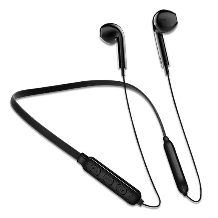 Bluetooth halter stereo sports headset in black, with neckband design and Blue News 5.0 chip