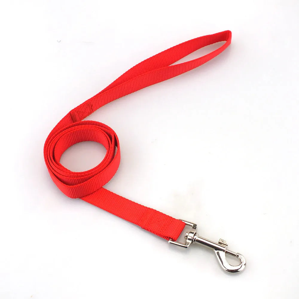 Solid colour nylon dog hand holding rope and tug toy in various colours and sizes.