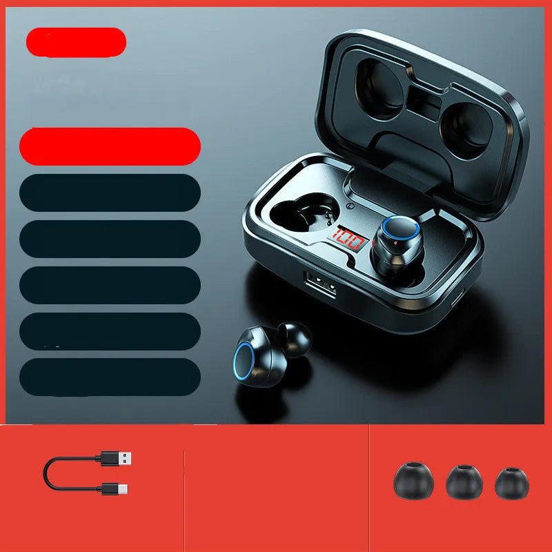 Black wireless Bluetooth in-ear earphones with a private mould design shown on a white background.
