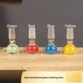 7cm geometric trumpet-shaped coloured glass tobacco pipe in red, green, blue, or yellow