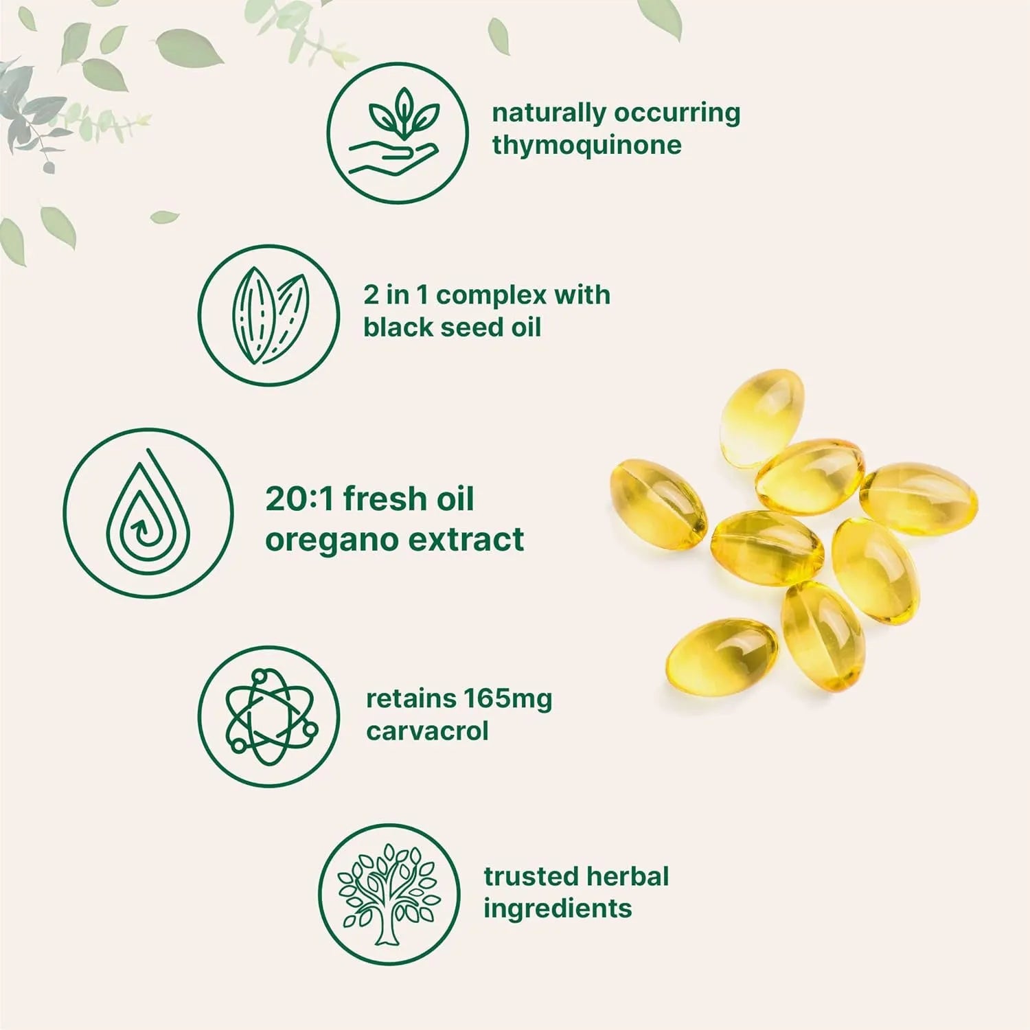 Butter black seed oil soft capsules supplement bottle showing 180 or 300 tablet pack option.