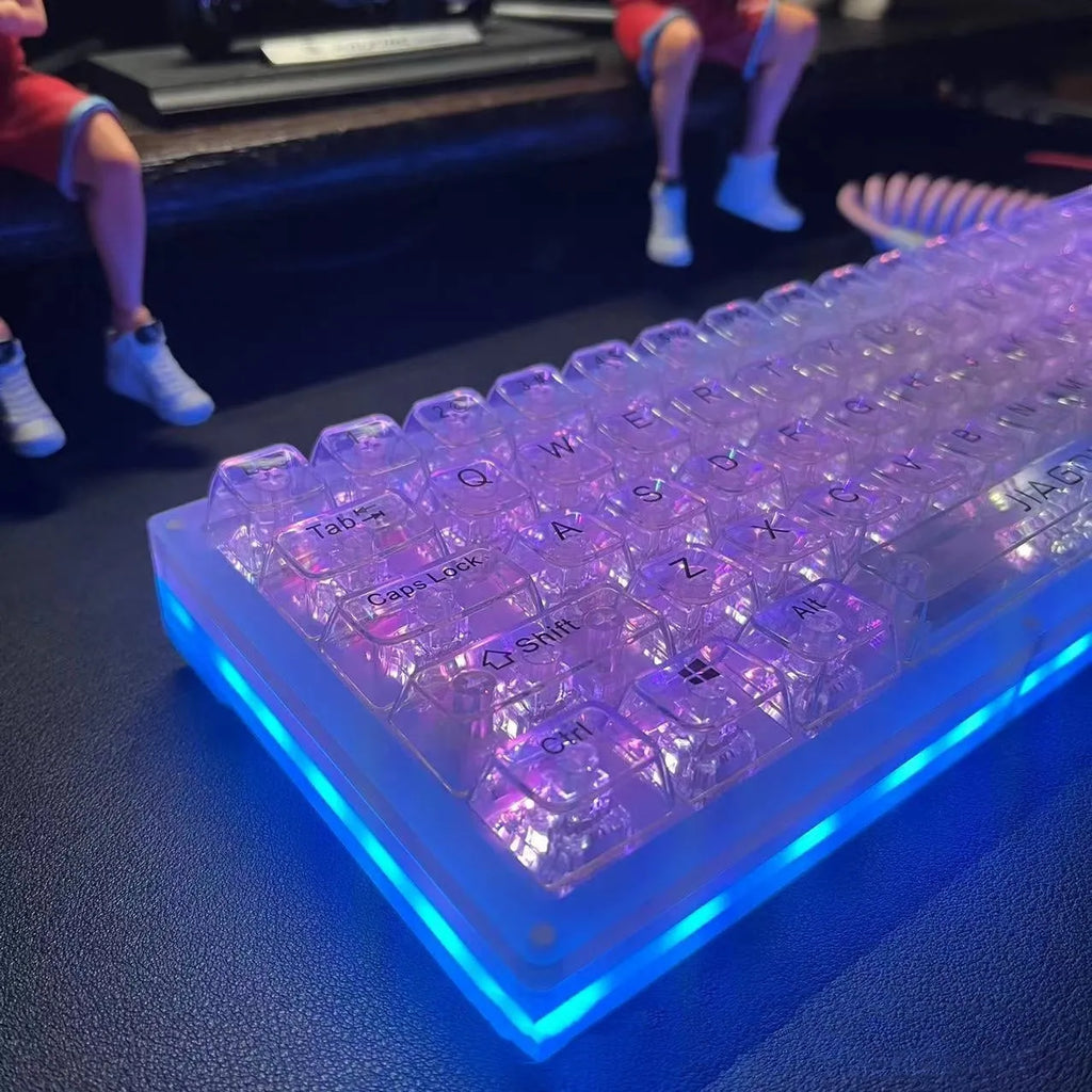 132 transparent plastic key caps arranged for mechanical keyboard replacement