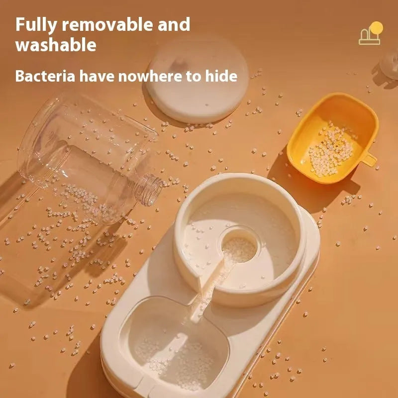 4000ML automatic pet feeder and water dispenser in PP with cream yellow tractor design