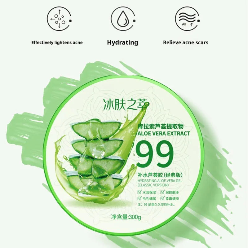 300g aloe vera gel skincare product in emulsion-gel formulation for face and body hydration