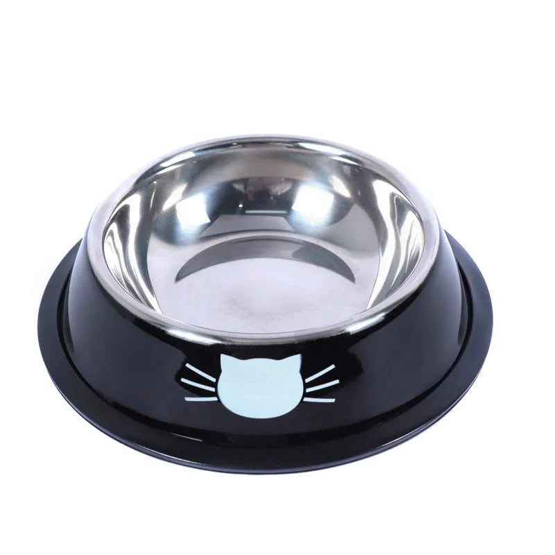 Stainless steel non-slip cat bowl set, 11.5 x 15.5 x 3.5 cm, in purple orange green multicolour