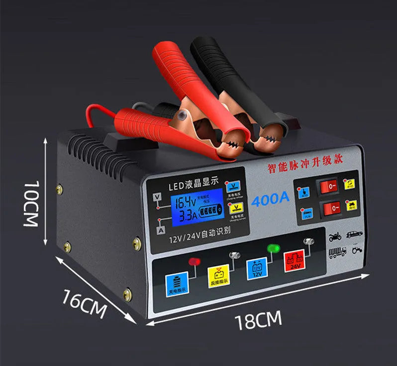 Liuxian 400A fully automatic truck battery charger, 12V/24V, 400W, black, EU plug