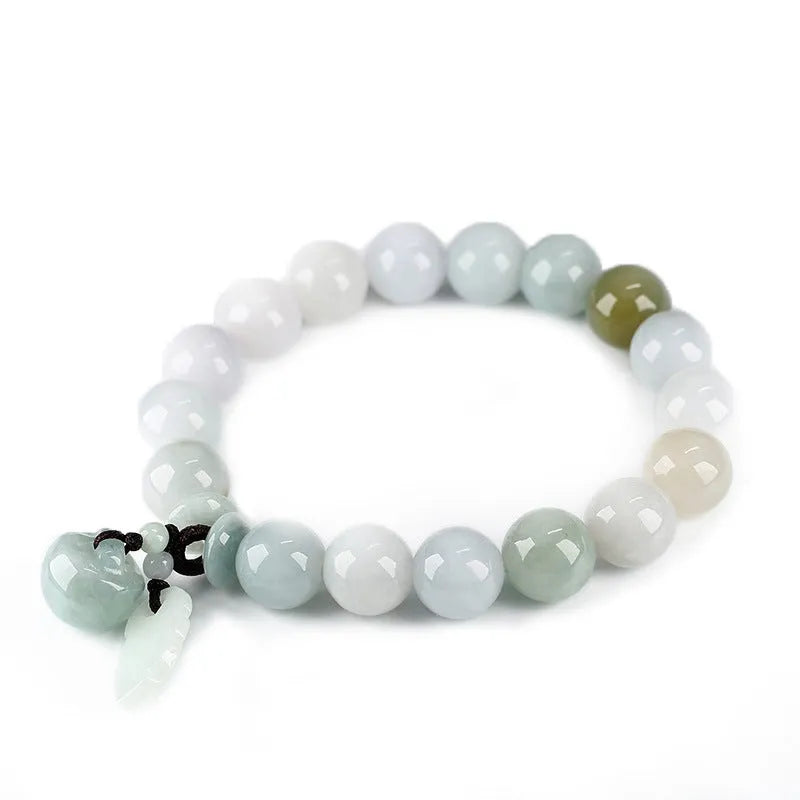 Natural emerald jade geometric pendant bracelet with hanging design