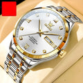 Men's waterproof automatic mechanical watch with 13mm stainless steel case and bracelet on white background