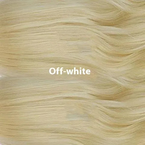 Long curly big wave wig for women in high temperature fibre, shown in a highlight-effect colour and available in 12 to 32 inch lengths
