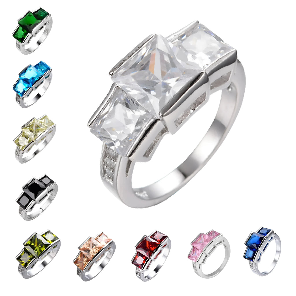 Colourful electroplated copper women's ring in a simple geometric design, showing multiple colour options.