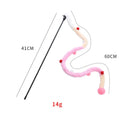 Cat wand toy with long plush strip and colourful ball featuring bells for interactive indoor play
