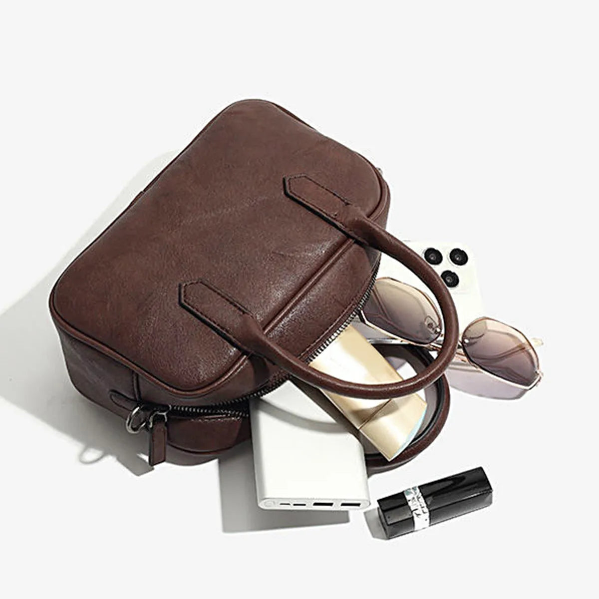 Retro small square messenger bag in black or coffee colour with single shoulder strap