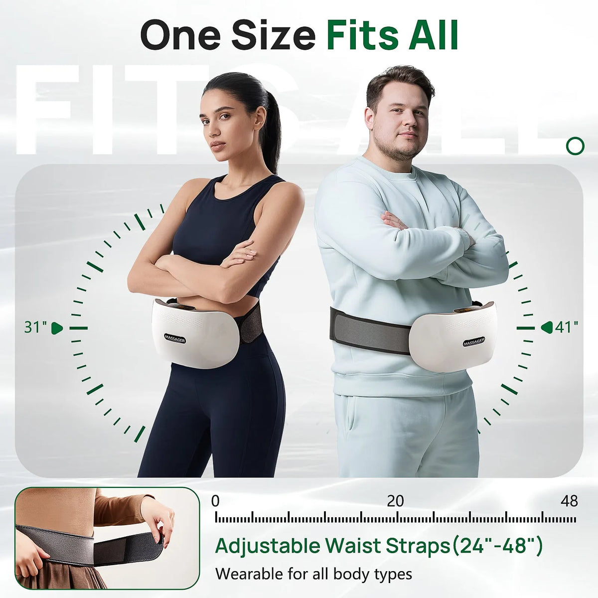 2025 Smart Bian Stone Abdominal Massager with heat light wave therapy and auto-kneading system in white