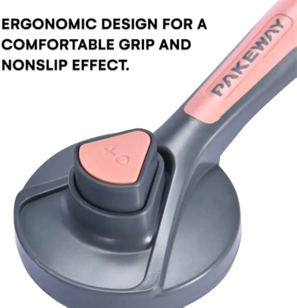 Self cleaning pet slicker brush in grey, green or pink with one-click button and massage bristle tips