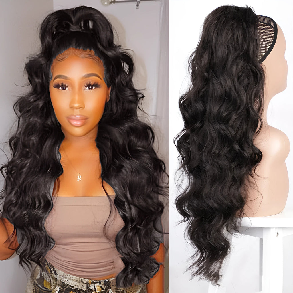 Big wave drawstring ponytail wig in matte high temperature silk chemical fiber, colour AK13-2